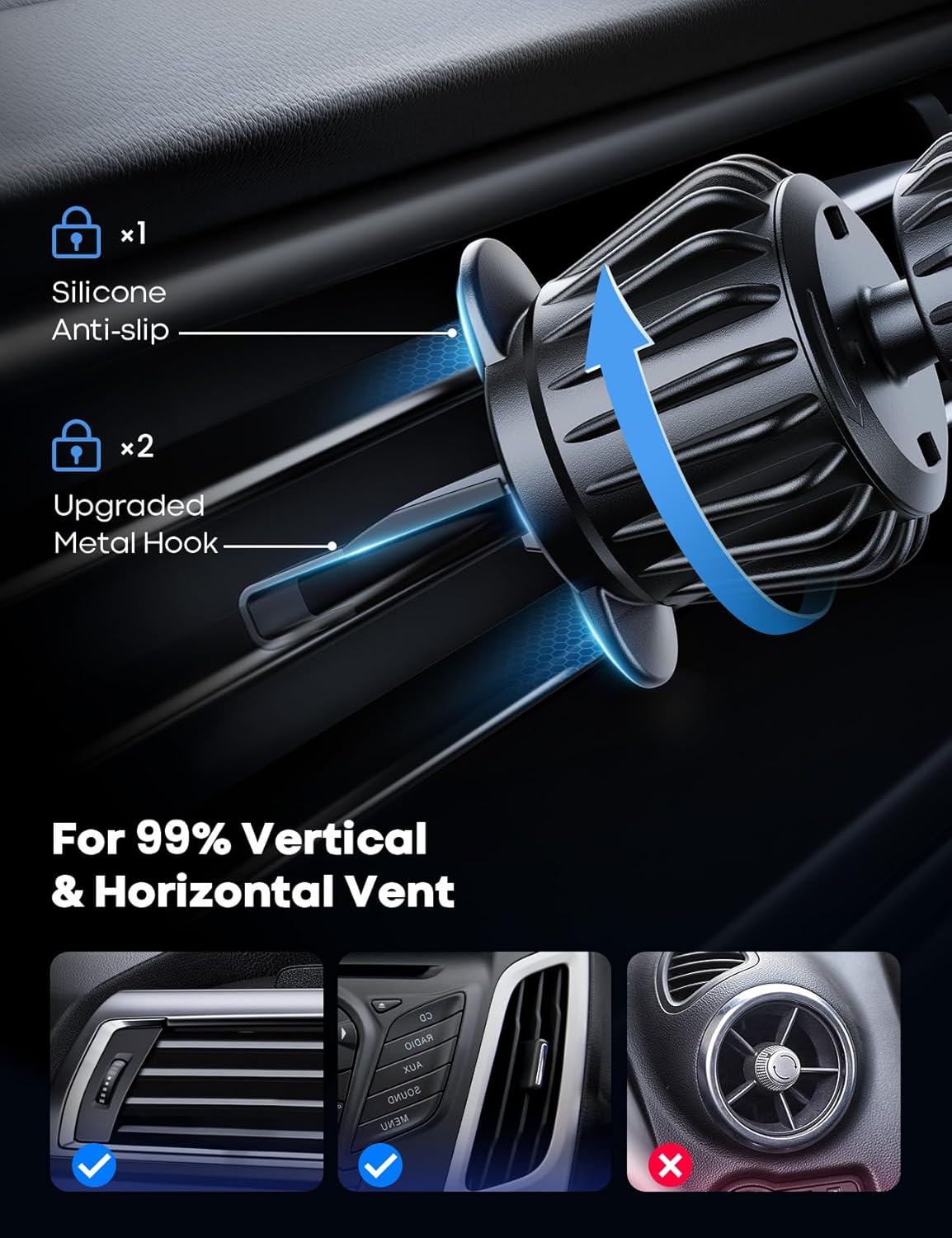 Lamicall Magnetic Car Mount - [20 Super Magnets] Air Vent Phone Holder Car, Hands Free Cell Phone Holder Clip Pink