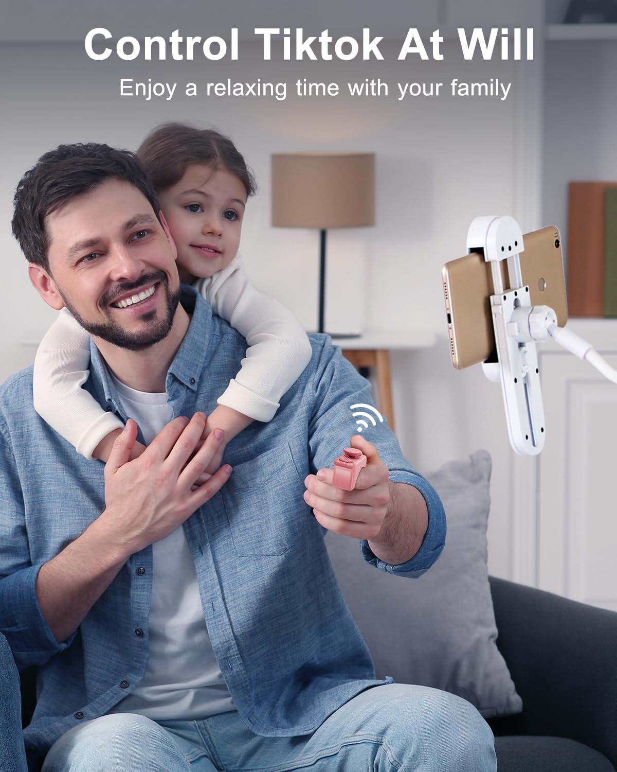 TikTok Scrolling Ring Remote Control, Camera Shutter Remote, Wireless Bluetooth Scrolling Ring for iPhone, iPad, iOS, Android - Pink