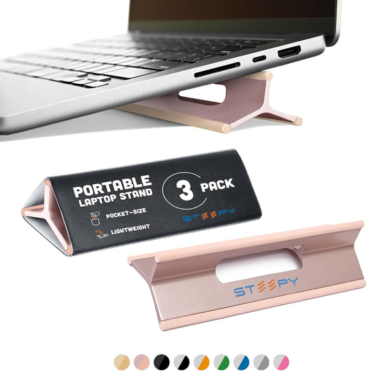Steepy Portable Laptop Stand for Desk – Adjustable Height, & Portable Laptop Holder – Ergonomic Computer Stand for Cooling & Comfort – Slip-Proof, Sturdy Design – Universal Fit for 13-17 Inch Devices