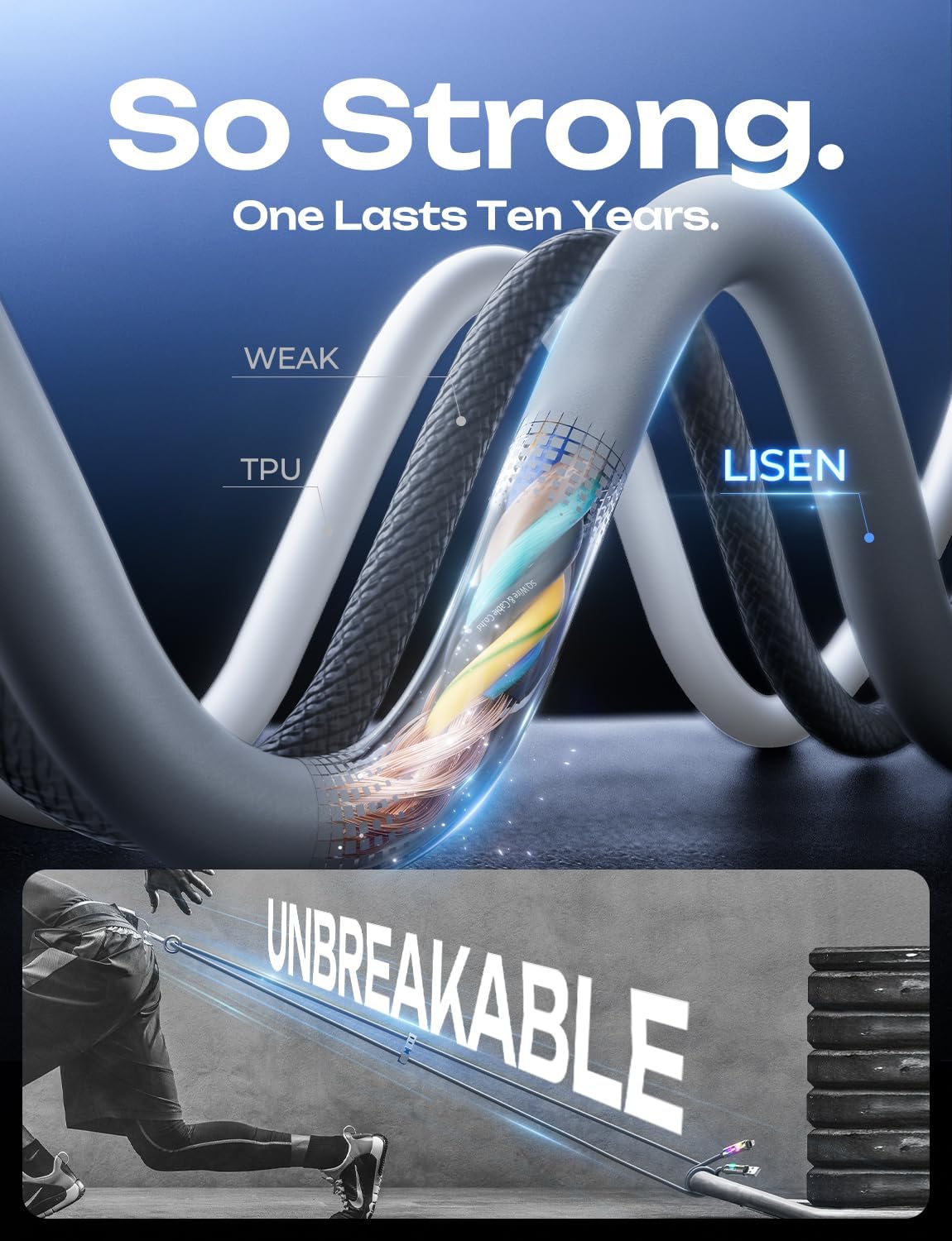 LISEN 10 FT USB C Cable Fast Charging, 240W 4 in 1 Charging Cable, Chubby Type C/A to C/Lightning Cable with Light for iPhone 16 15 14 Pro/MacBook/iPad/Samsung/Switch, Multi Chargers for All Devices