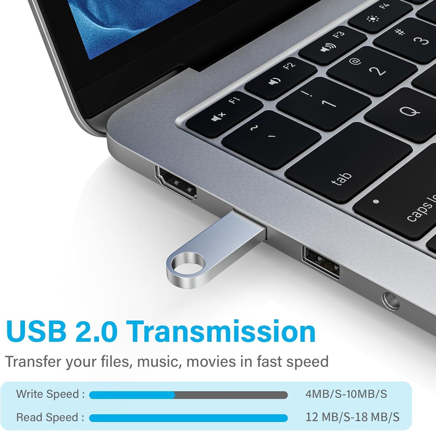 ABLAZE 32GB Flash Drive 5 Pack, Metal USB 2.0 Thumb Drives with Keychains USB Stick Pendrive (Sliver)