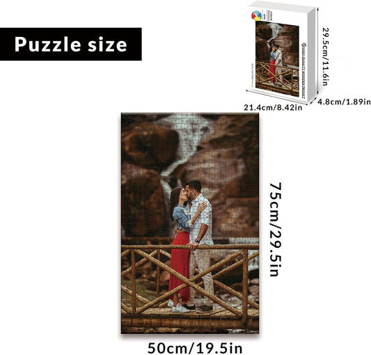 Custom Puzzle from Photos - Personalized 1000/500/300/200/120 Piece Jigsaw Puzzle for Adults & Kids, Unique Wooden Gift for Christmas, Wedding, Anniversary, Birthday