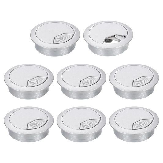 uxcell 8 Pcs 53mm (2.09 Inch) Desk Grommet, Plastic Cable Hole Cover, Wire Cord Cable Organizer for Home Office Computer Desk Cabinet, Silver
