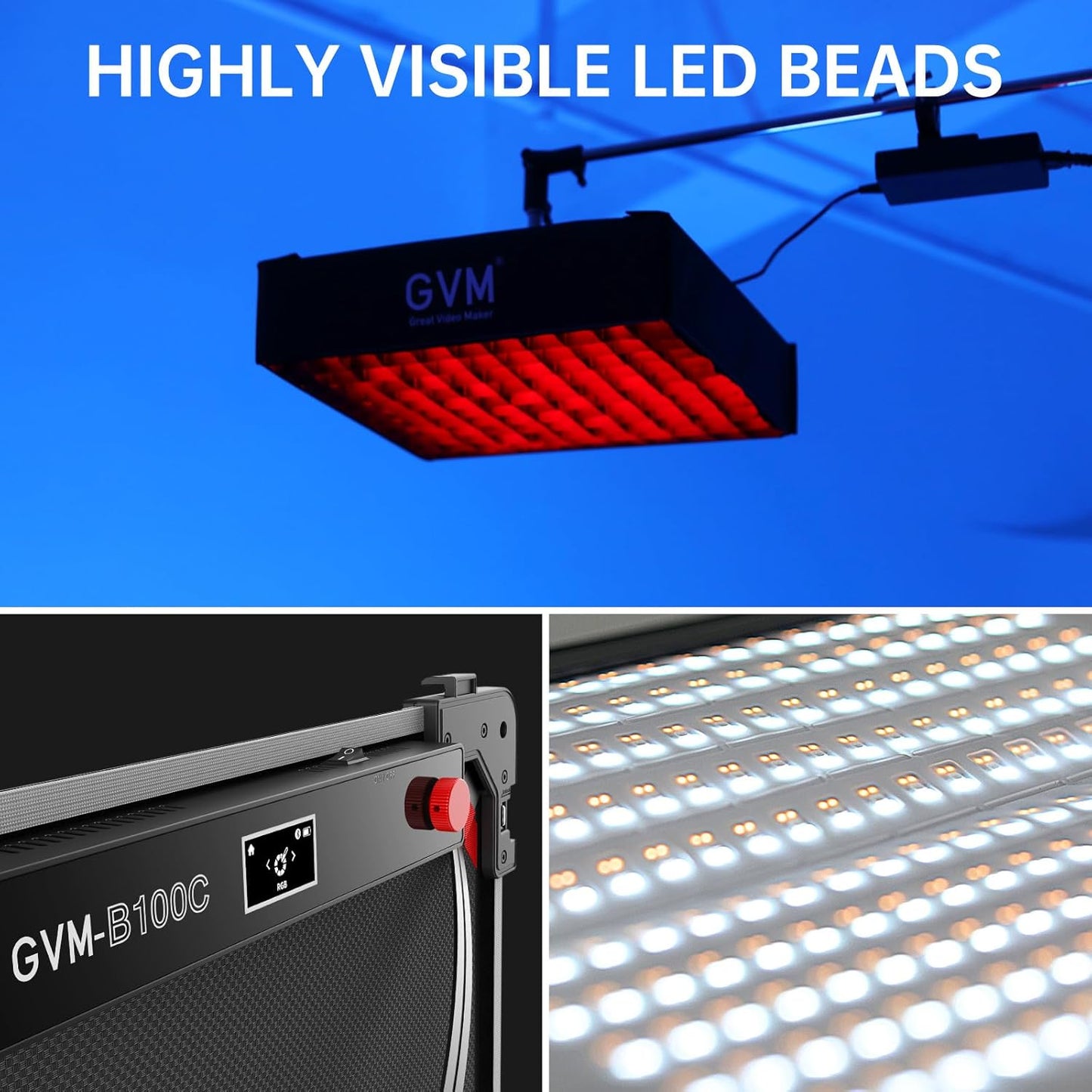 GVM 100W RGB Flexible Led Video Light, 2000K~10000K, Flexible Folding LED Panel Light, 16 Lighting FX with Soft Box, APP Control GVM Lighting for Photography