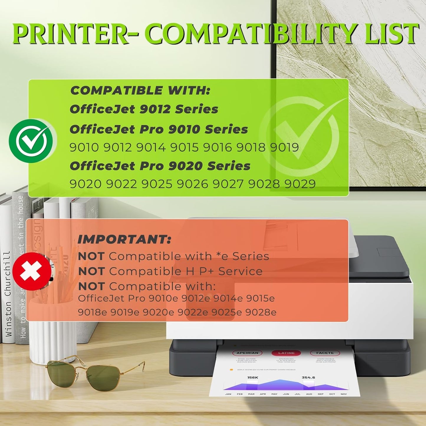 962XL Black OfficeJet Pro 9010 9015 9020 9018 Compatible with HP Ink 962 XL Black Ink Cartridges HP962XL/962 HP962XL HP962 Printer Ink for OfficeJet Pro 9015 9010 9020 9018 9025 9012 9022 9014 9016