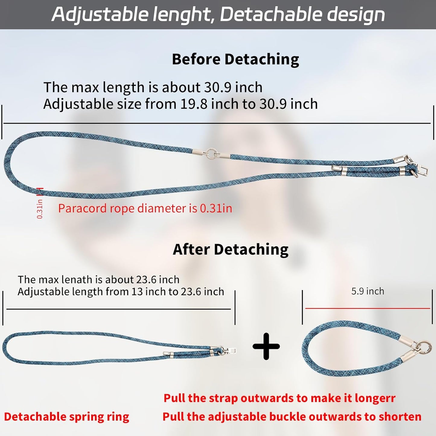 3-in-1 Adjustable Phone Lanyard Crossbody Cell Phone Neck Strap Universal Mobile Wrist Lanyard