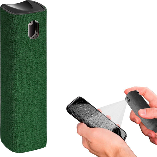 Mini Screen Cleaner Spray – Finger Proof Screen Cleaner for Smartphones, iPads, MacBooks, Laptops, Car Screens, Touchscreens – 3in1 Mist Cleaner, Microfiber Cloth and Cover (Dark Green)