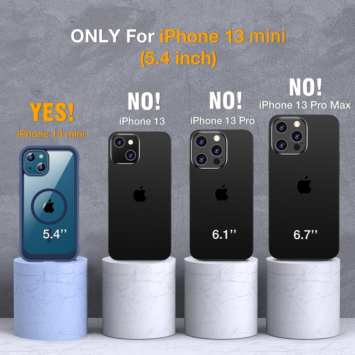 Miracase Magnetic Case for iPhone 13 Mini 5.4 Inch,with MagSafe,Built in Screen Protector,Full Body Protection(Dark Blue)