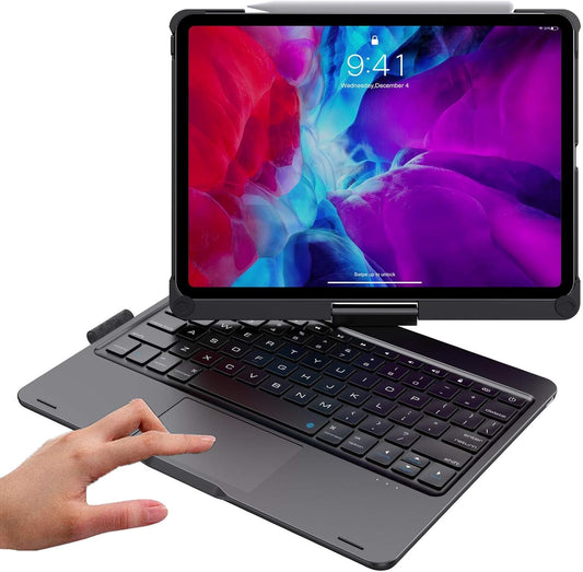 Rotatable Keyboard Case for iPad Air 11 Inch (M3/M2)/ Air5/Air4/iPad Pro11 2022/2021/2020, Backlits Bluetooth Touchpad Keyboard Smart Cover with Pencil Holder, Black