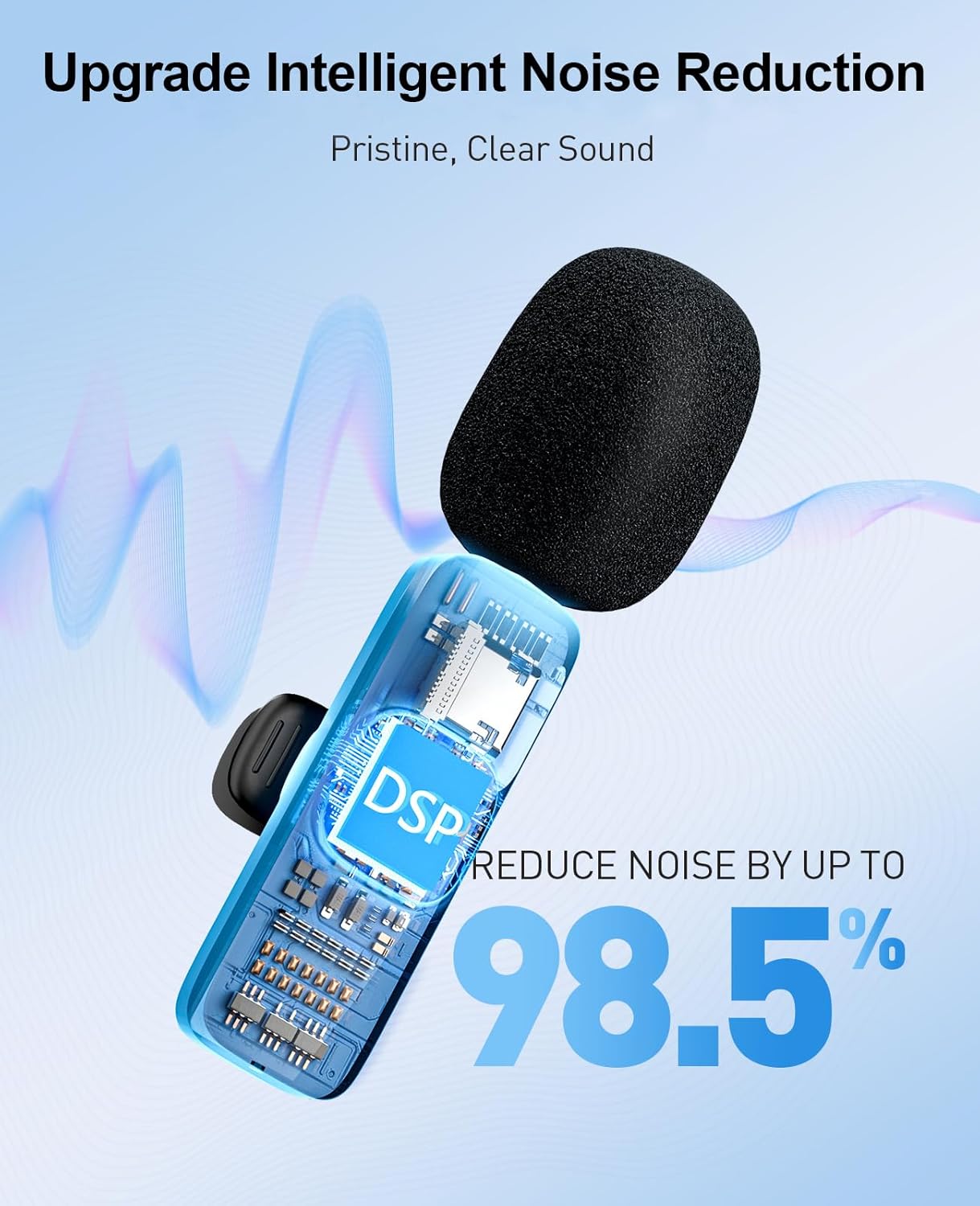 3-in-1 Mini Microphone for iPhone: Wireless Lavalier Microphones for iOS/Android/Camera - Noise Reduction Lapel Mic forLive Stream - HiDefSound for Video Mavericks