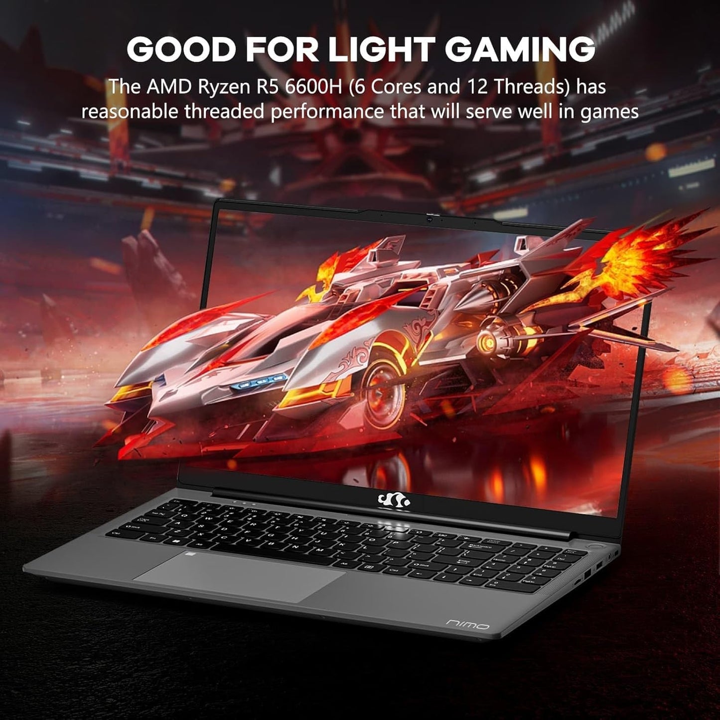 NIMO 15.6" IPS FHD-Gaming-Laptop, AMD Ryzen 5 6600H 6-Cores 660M GPU 64GB DDR5 RAM 1TB SSD(Beat i7-1165G7, Up to 4.5GHz) Computer with 100W GaN Type C Fingerprint Backlit Keyboard Win 11