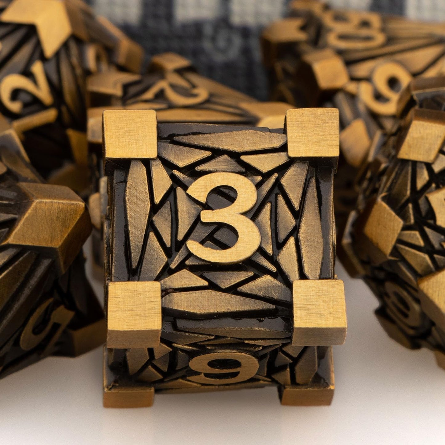 7PCS Metal DND Dice Set with Box, Debris RPG Red D and D Dice for use with D&D Tabletop Games Role Playing Game Polyhedral Dice Set D20 D12 D10 D8 D6 D4