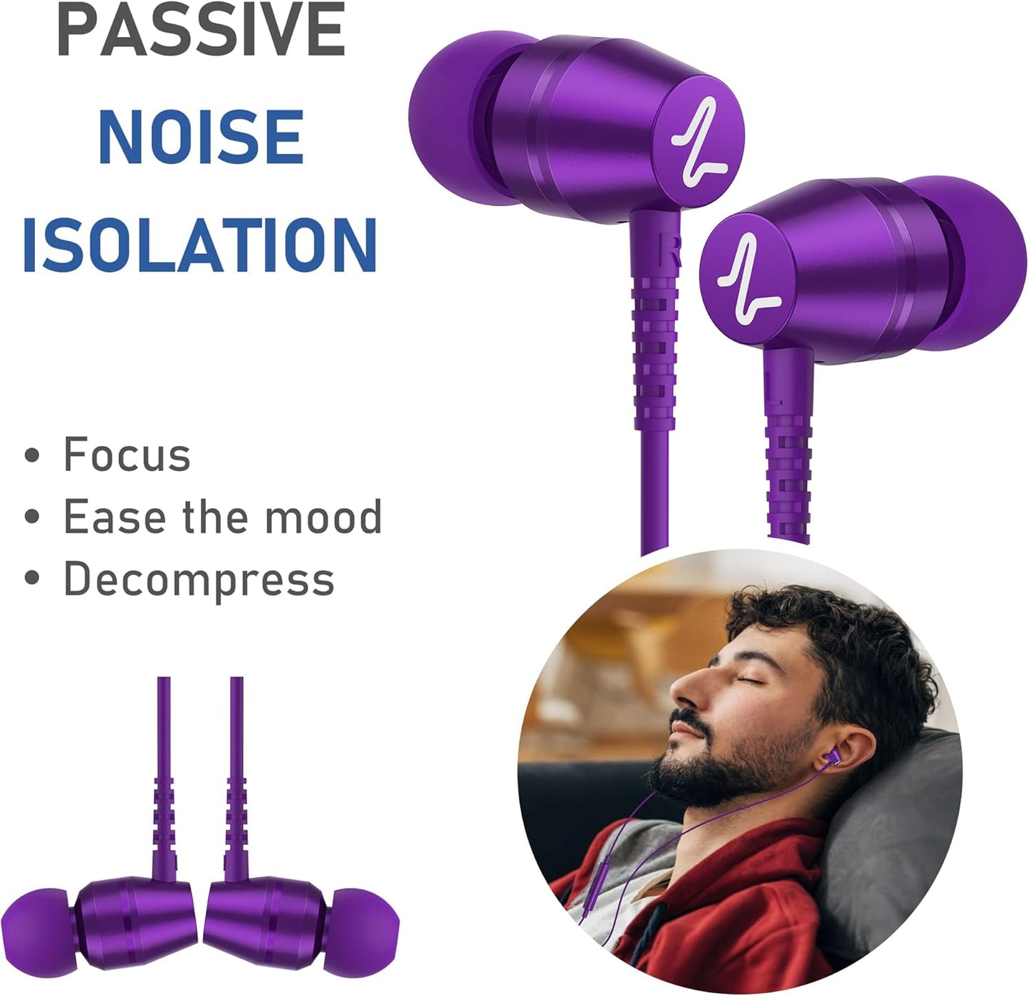 LUDOS OMNITONE USB C Headphones for iPhone 16 15 Pro Max Plus iPad Pro, 5 Years Warranty, USB-C Earbuds for Samsung Galaxy S24 S23 S22 S21 S20 A55 A54 A53, USB Type C Earphones - Purple