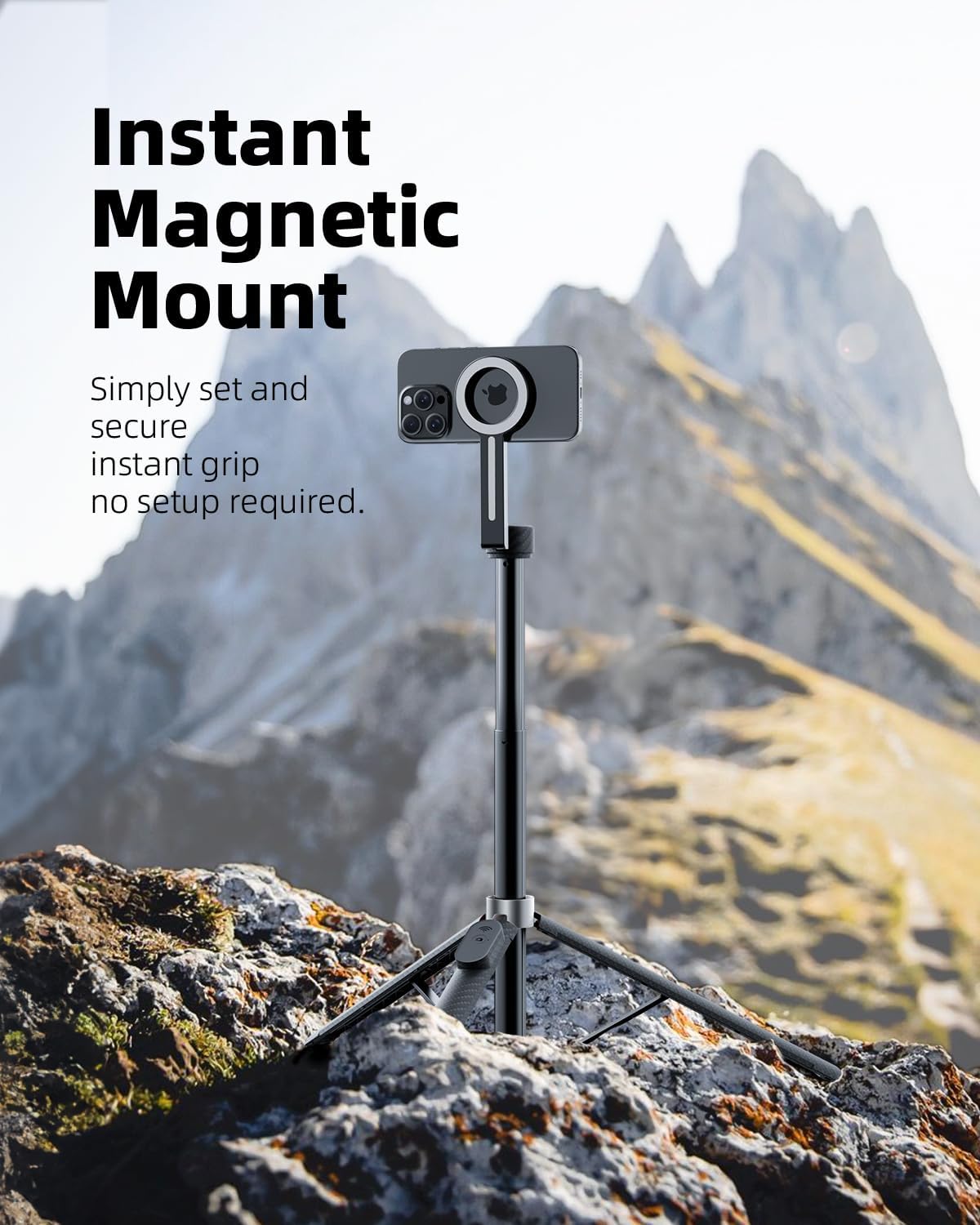 TODI 65" Magnetic Tripod for iPhone with Remote, Selfie Stick for iPhone Magsafe, Cell Phone Tripod Stand for Recording, Travel Tripod Compatible with 16/15/14/13/12 Series (Black Silver)