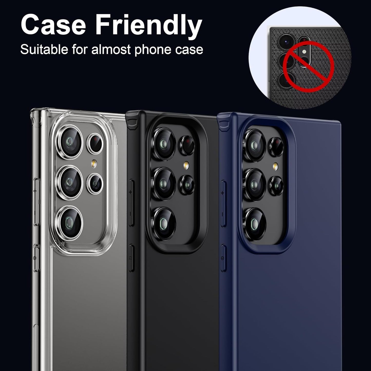 WSKEN for Samsung Galaxy S24 Ultra Camera Lens Protector, Ultra Thin Scratch Resistant 9H Tempered Glass with Aluminum Metal Circle Camera Screen Protector Cover Accessories, Clear