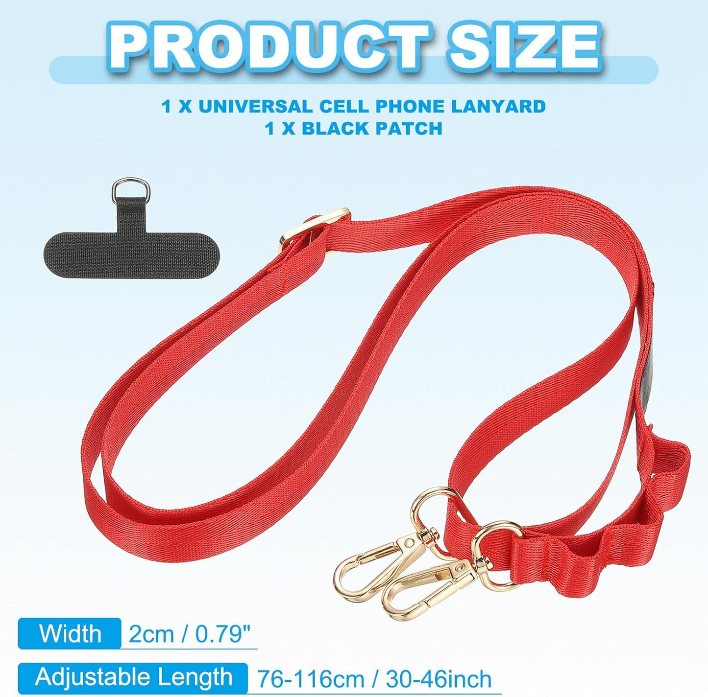 PATIKIL Universal Cell Phone Lanyard, Adjustable Crossbody Phone Strap Anti-Theft Polyester Neck Lanyard with Patches for Concerts Gym Travel Secure Hands-Free Carry, Red
