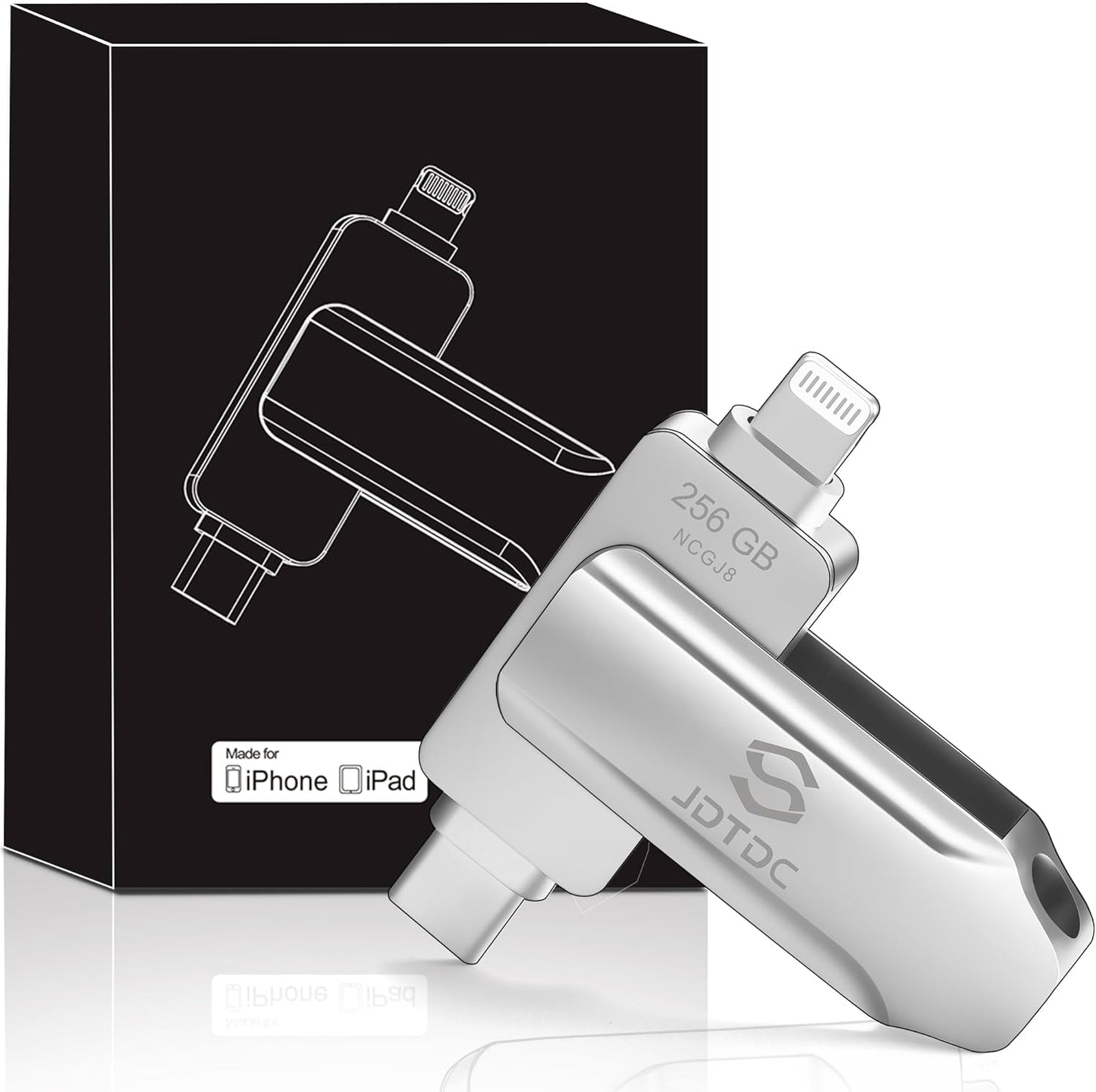 JSL JDTDC Apple MFi Certified 256GB Photo-Storage-Stick-For-iPhone-16-Flash-Drive External-Backup-Storage-iPhone-USB-Drive iPad Lightning USB C Photo-Stick Android Thumb-Drive-for-iPhone-Memory-Stick