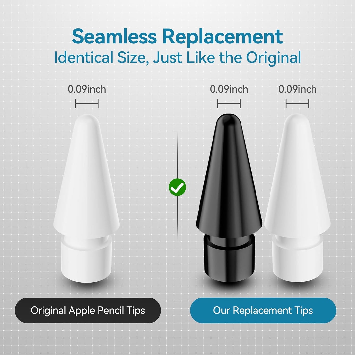 Replacement Tips for Apple Pencil Pro/1st/2nd &USB-C, 3 Pack High Sensitivity Nibs, Durable Stylus Pen Tip Accessories, Precise Control No Delay, Smooth iPencil Tips Replacement (Black)