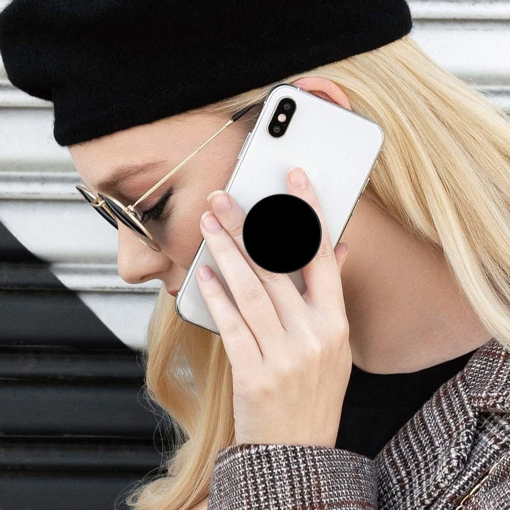 3 Pack Fashionable Clear Glitter Expandible Collapsible Moblile Phone Grip Stand Holder for Smartphones and Tablets Cell Phone Accessory-5 ((Black))