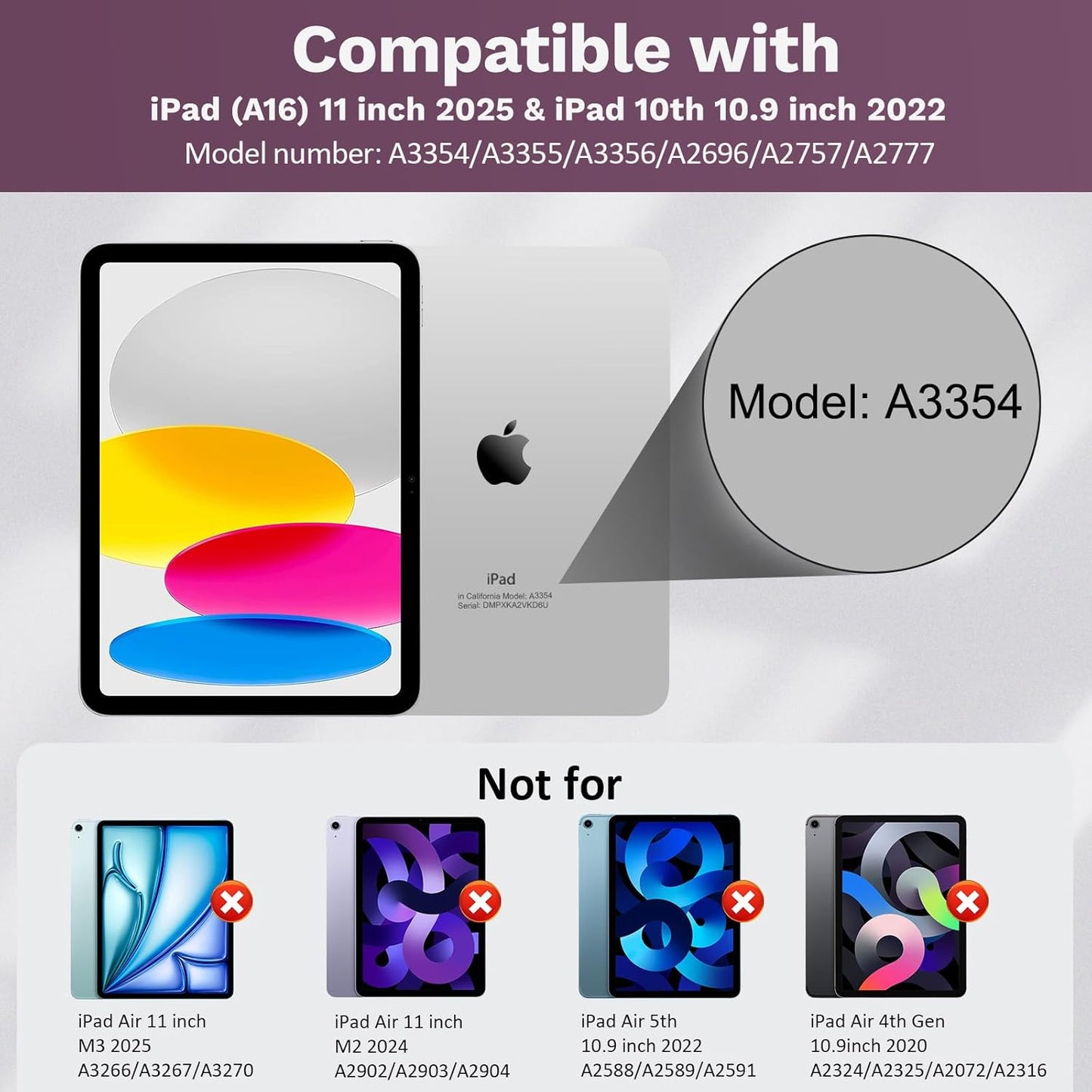 MoKo Touch Keyboard Case for iPad (A16) 11th Generation 11 inch 2025, iPad 10th Generation 10.9 inch Case with Pencil Holder, 7 Colors Backlit Multi-TrackPad Detachable Bluetooth Keyboard, Dark Purple