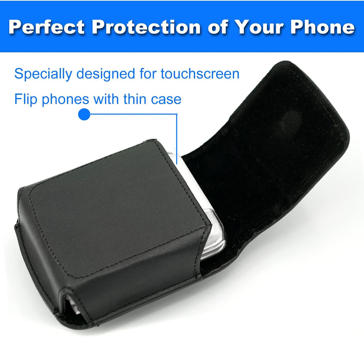 BECPLT for Galaxy Z Flip7 /6/5/4/3 Z Flip 5G Case 360 Rotating Leather Pouch Belt Case Holster for Motorola Razr 40 Ultra /40 Motorola Razr 5G Razr 2022/2019 -Black