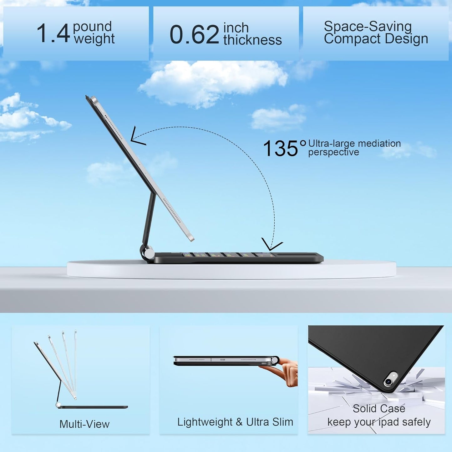 for iPad 11th (A16) & 10th Generation Case with Keyboard – Magic-Style Magnetic – Floating Cantilever Stand - Multi-Touch Trackpad Keyboard Case for iPad 11 inch 2025&10th Gen 10.9 inch (Black)