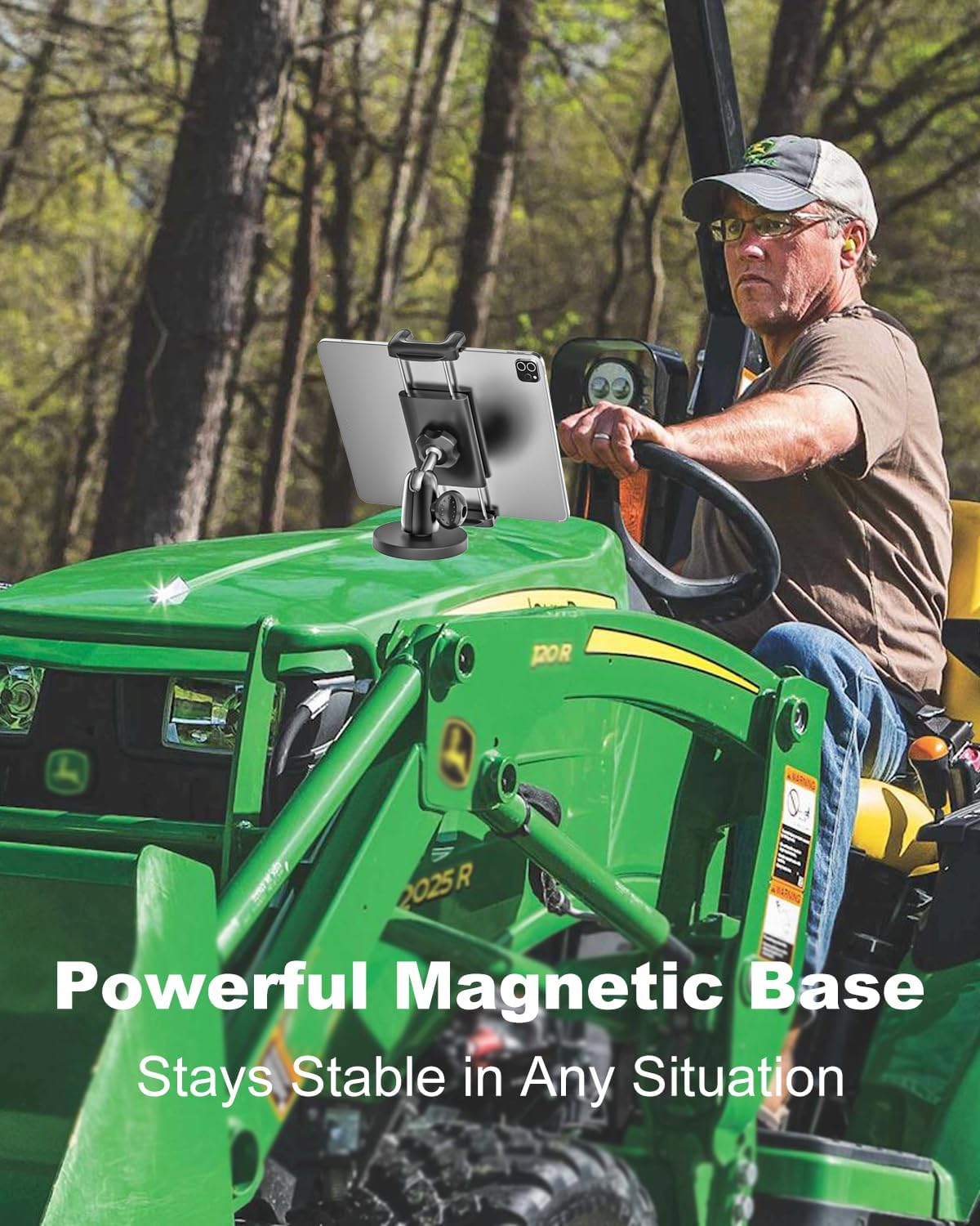 Metal iPad Magnetic Mount for Tractor/Golf Cart/Forklift/Vehicles/Gym/Fridge/Metal Surface, Magnetic Tablet Holder Mount Compatible with 4-13" iPad Pro, Air, Mini, Galaxy, Phone