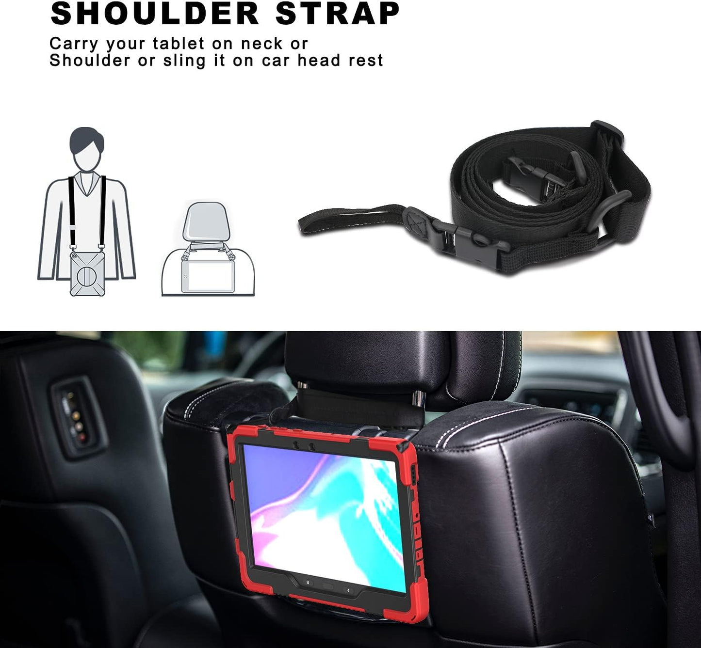 rantice Compatible with Samsung Galaxy TAB Active PRO 10.1 inch/Tab Active4 PRO Case, Heavy Duty Rugged Shockproof Drop Protection Case, Hand Strap&Shoulder Strap for SM-T540/T547/T630/T638 (Red)