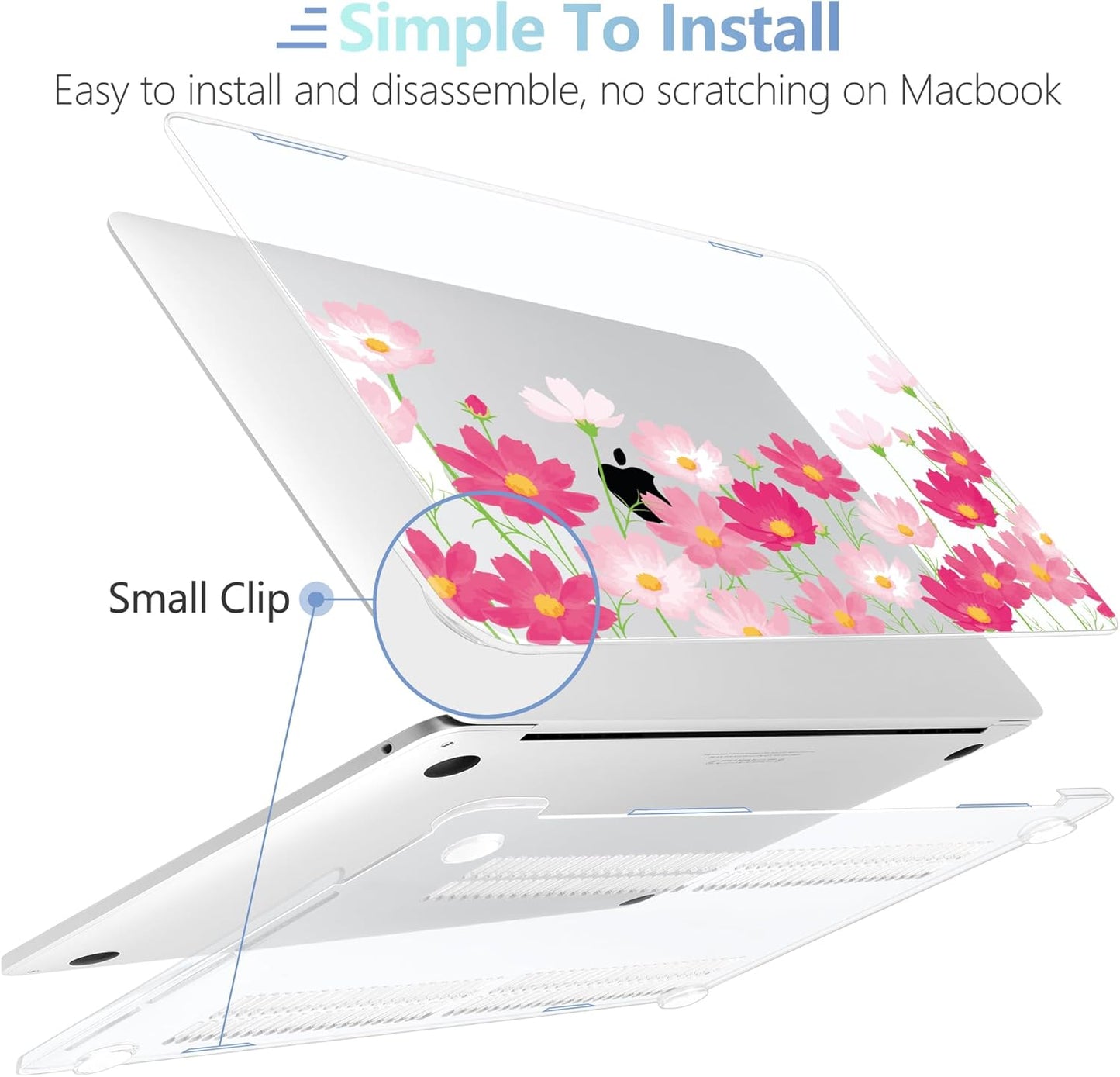 MEEgoodo Case for MacBook Pro 13 inch Case 2022 2021 2020 New A2338 M2/M1 A2251 A2289, Laptop Hard Shell with Keyboard & Camera Cover Compatible with 13 inch MacBook Pro, Bright Pink Flowers