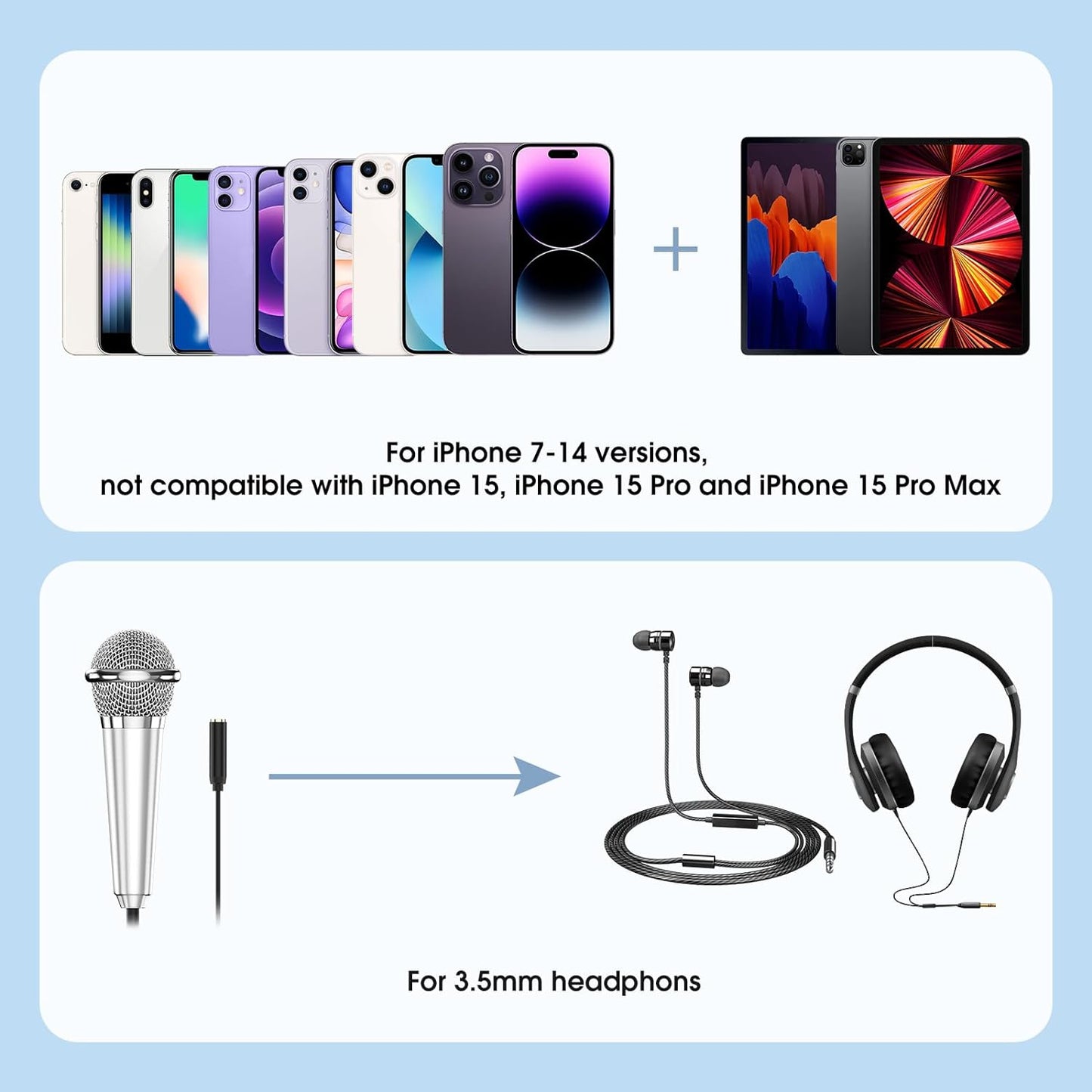 Mini Microphone for iPhone iPad Small ASMR Tiny Microphone for Voice Video Recording Singing, Vlogging, Podcasting YouTube (1 PCS Black)