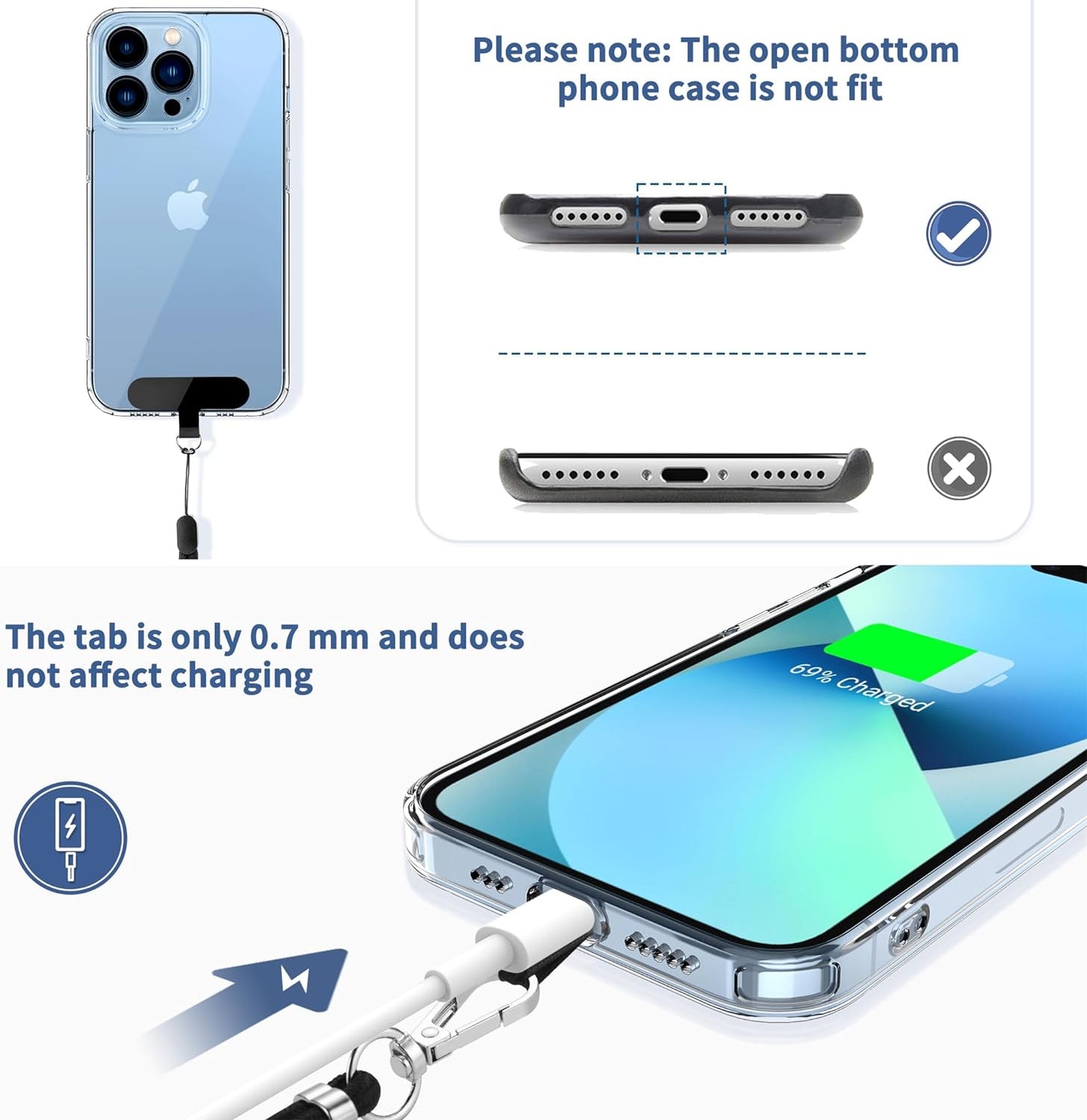 CACOE Cell Phone Lanyard 2 Pcs-1 Pcs Adjustable Neck Strap,1 Pcs Wrist Strap, 2 Pcs Pads, Universal Crossbody, Multifuctional Compatible with Most Smartphones(Black)