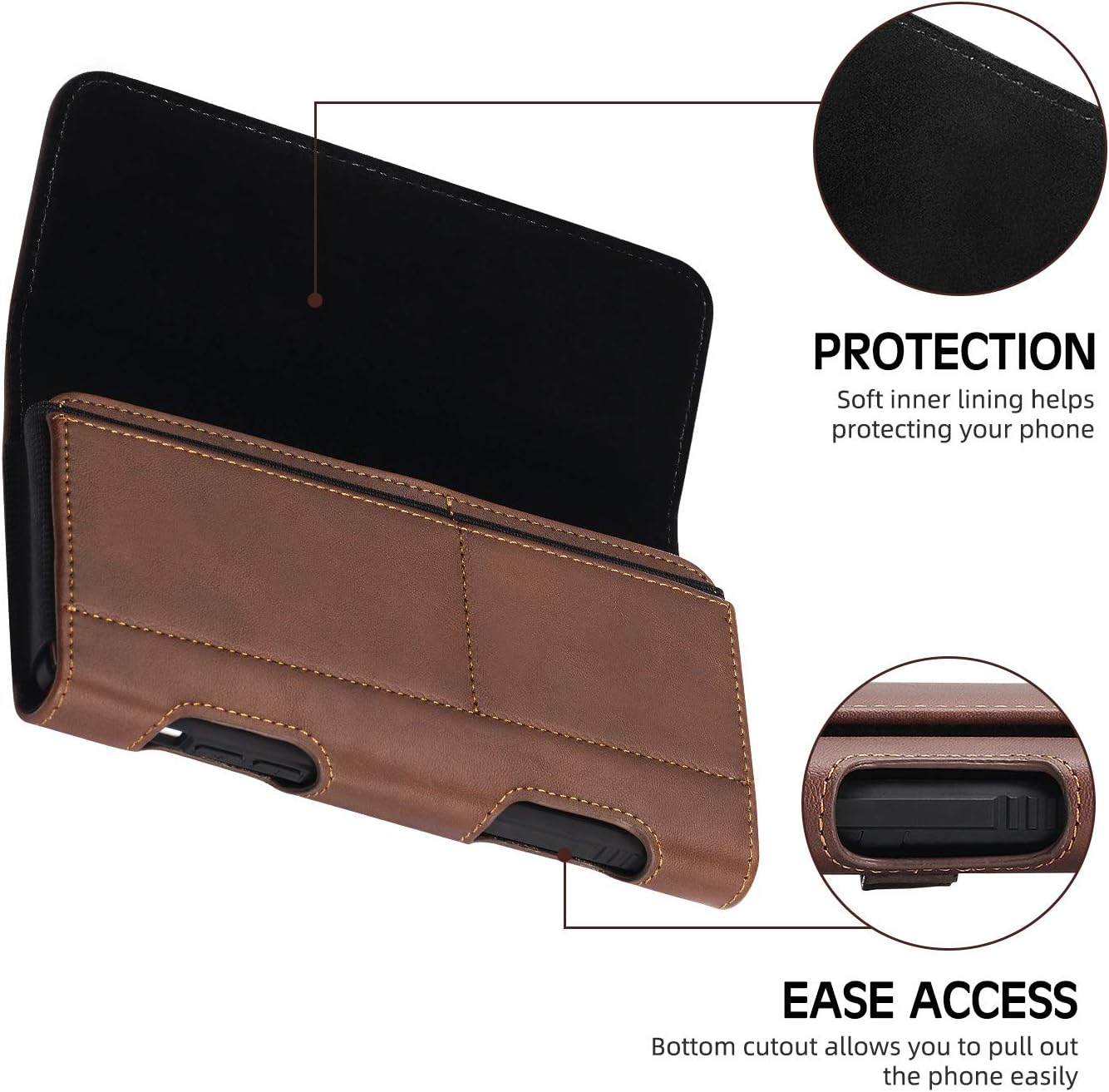 BECPLT for Galaxy S25 Ultra S24+ S23 Ultra Holster Leather Carrying Cell Phone Holder Belt Clip Holster Case Pouch Brown