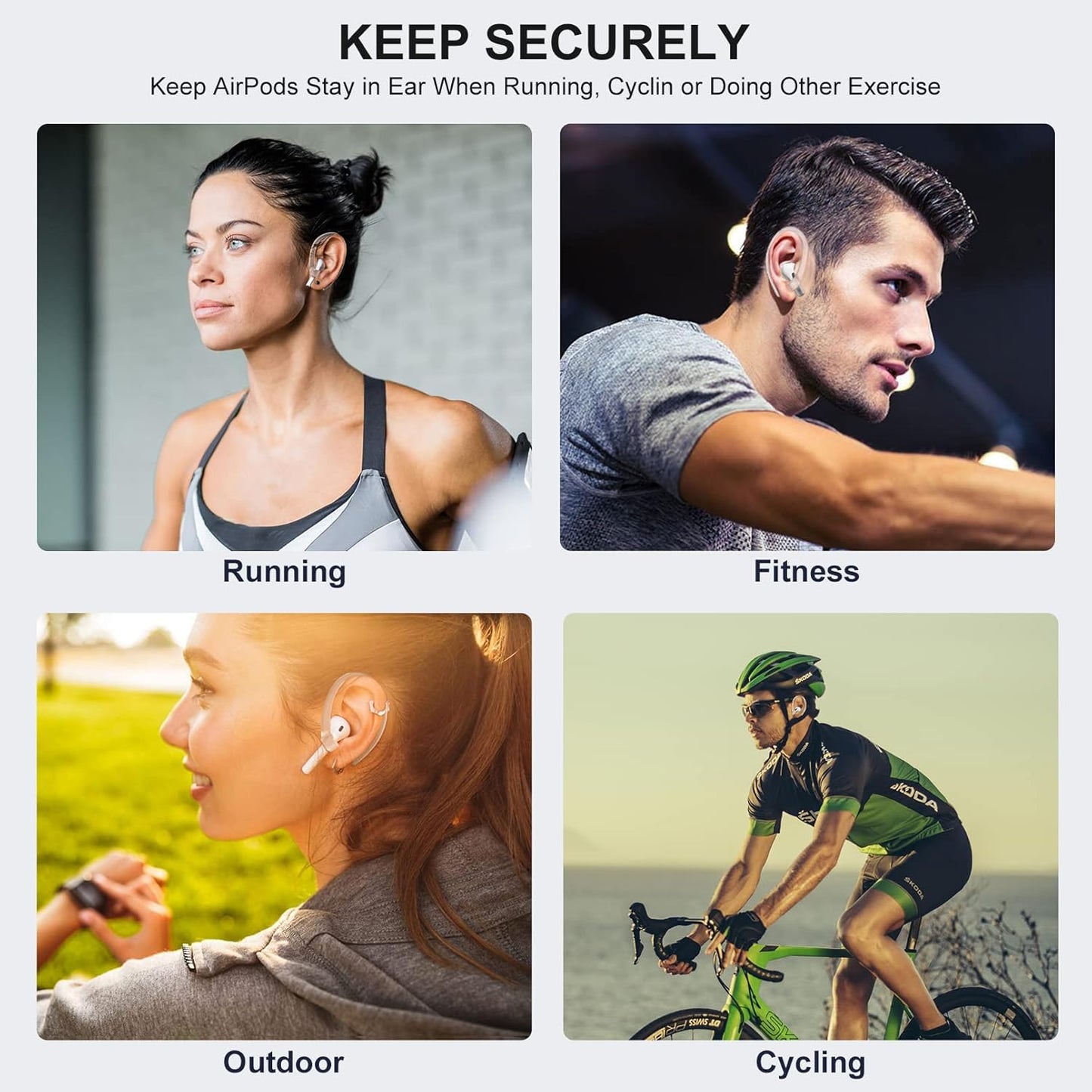 2 Pairs AirPods Ear Hooks for AirPods Pro 2, AirPods Pro, AirPods 4, 3, 2 & 1, Upgraded Anti Slip Sports Clip Hooks for AirPods 1, 2, 3, 4,Pro, Pro 2 – Transparent