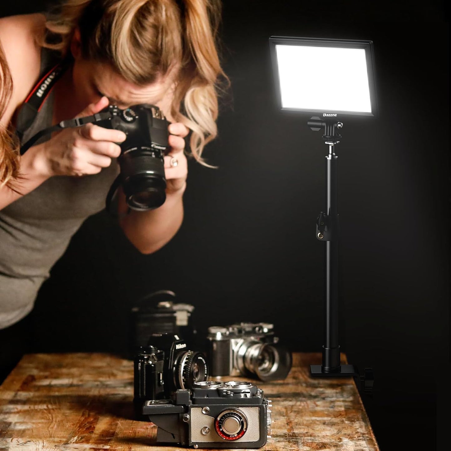 2-Pack Key Light Panel Kit, LED Video Light Dimmable Bi-Color 3200-5600k Video Conference Lighting with Gooseneck Tubes Desk Light for Podcast/Streaming/Gaming/Zoom Meetings/Broadcast/Tiktok