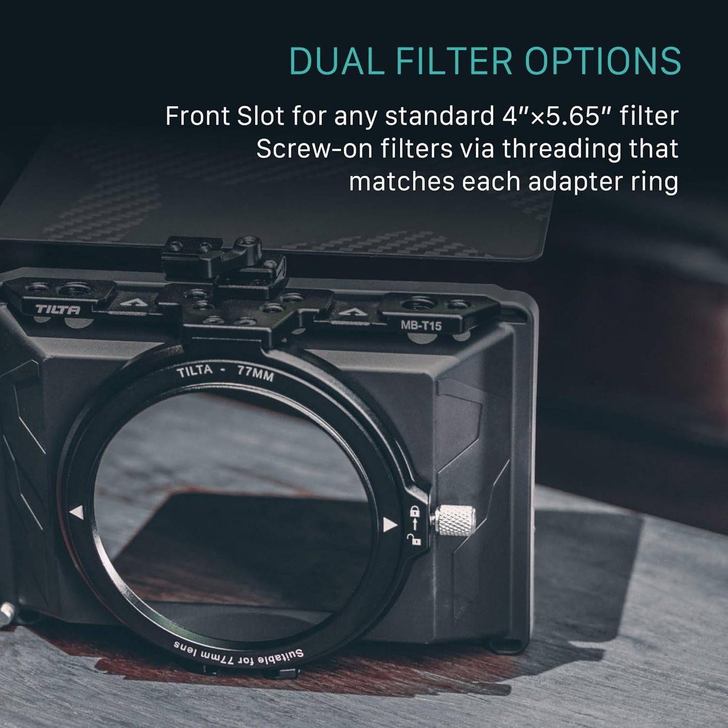 Tilta Mini Matte Box | 15mm Rod Adapter & 4 Lens Adapters | Lightweight | Filter Support | Top Flag | Dual Cold Shoe Mount | Designed for Mirrorless, DSLR | MB-T15
