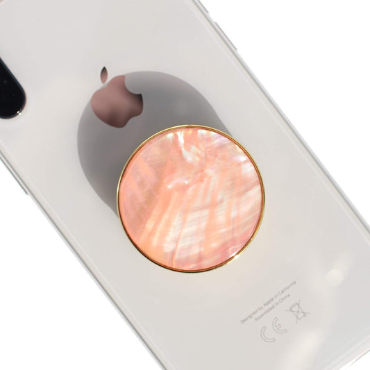 OnTheGrip Cute Natural Seashell Design Round Shape Collapsible Mobile Phone Grip Stand Holder for Smartphone Tablet Cell Phone Accessory (Peach)