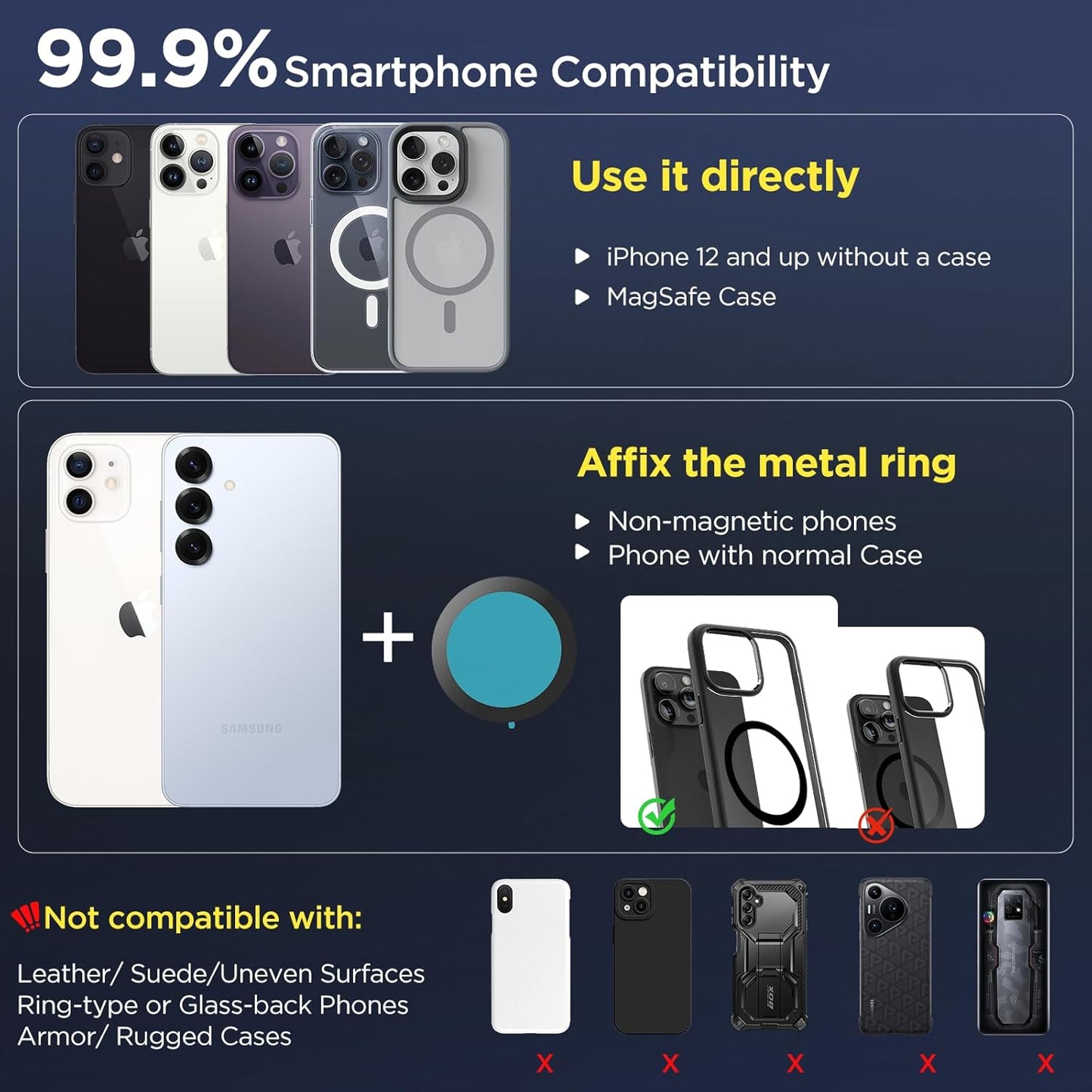 Vacuum Magnetic Phone Holders for Your Car 2026 Suction Cup Phone Mount with Washable Nano Gel Pads 360° Adjustable Phone Mount Unlock More Scenes,Phone Holder for Smartphone&Car/Gym/Mirror