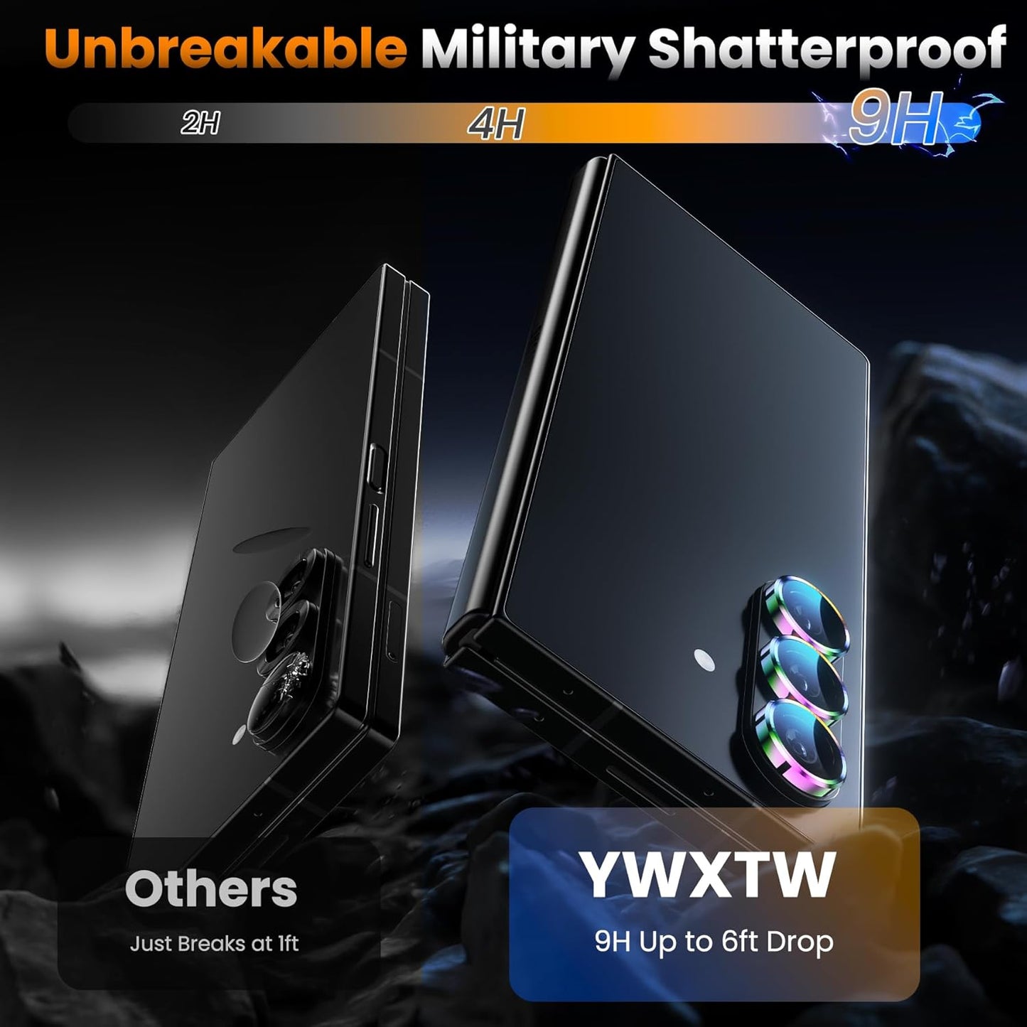 YWXTW for Samsung Galaxy Z Fold 7 Camera Lens Protector, [12X Stronger Adhesion] Individual Anti Scratch Metal Ring Tempered Glass Camera Screen Protector for Z Fold 7 Accessories 2025 (Multi-Coloured)