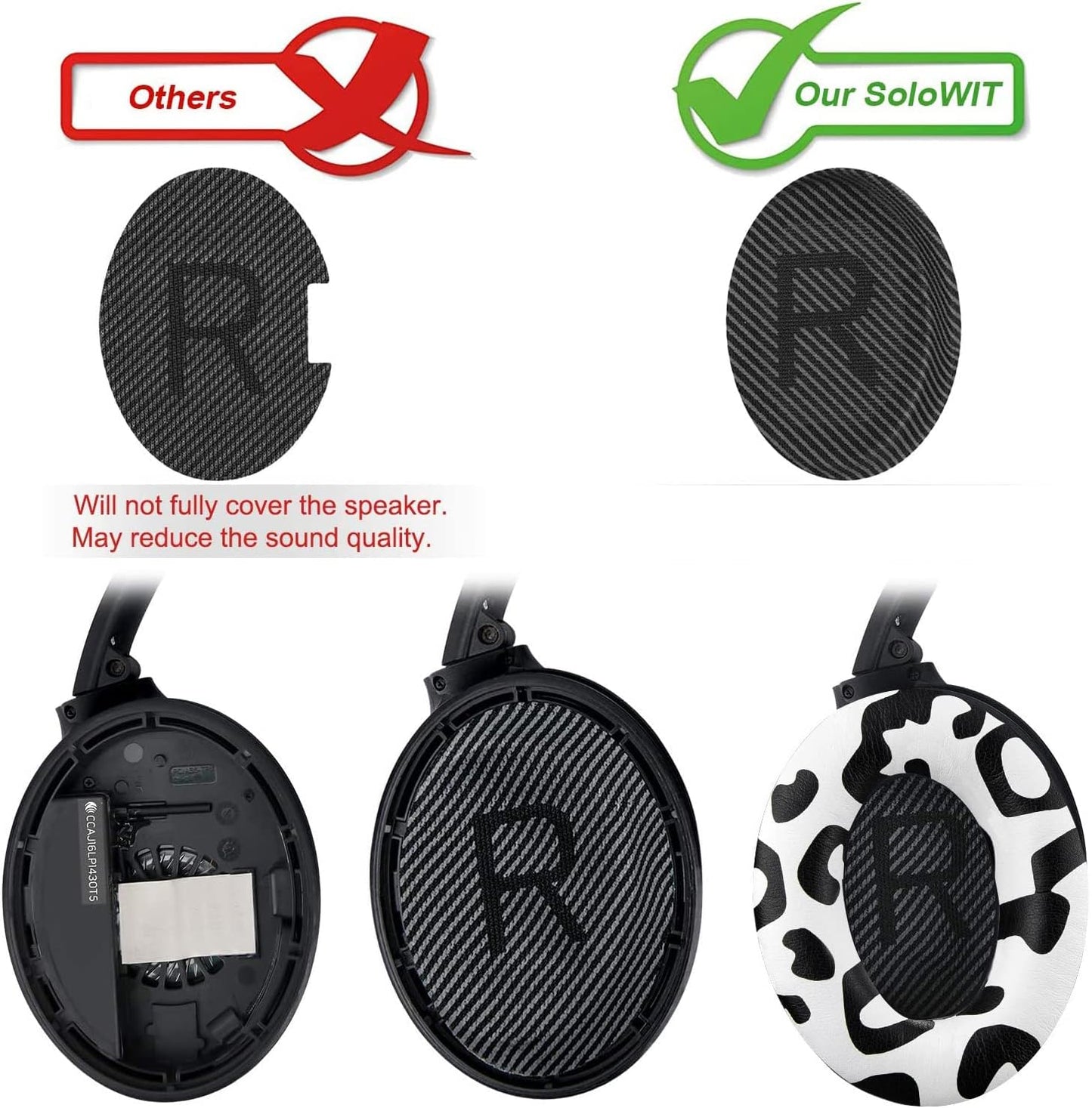 SoloWIT Replacement Earpads Cushions for Bose QuietComfort 35 (QC35) & Quiet Comfort 35 II (QC35 ii) Headphones, Ear Pads with Softer Leather, Noise Isolation Foam, Added Thickness (Snow Leopard)