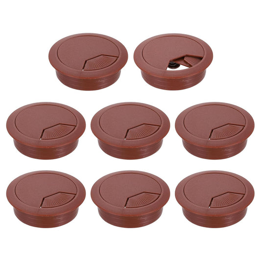 uxcell 8 Pcs 53mm (2.09 Inch) Desk Grommet, Plastic Cable Hole Cover, Wire Cord Cable Organizer for Home Office Computer Desk Cabinet, Brown