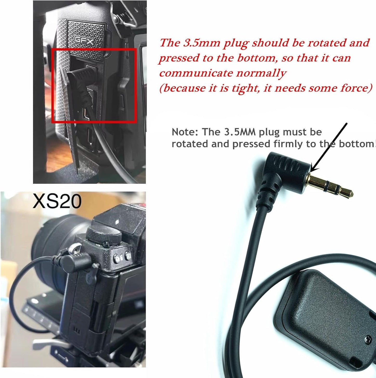 RC301-3.5mm for Fuji GFX100II/GFX100 RF xs10 XT50 Cable Shutter Release Cable Cameras Remote Control Camera Button Accessories Small Style Device 4.9ft Length Anti-Shake Camera cableT200/XE4