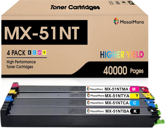 MasaiMara MX51NT MX-51NT Compatible High Yeild Toner Cartridge for Shap MX-51NTBA MX-51NTCA MX-51NTMA MX-51NTYA MX-4110N MX-4111N MX-4140N MX-4141N MX-5110N MX-5111N MX-5140N MX-5141N Printer