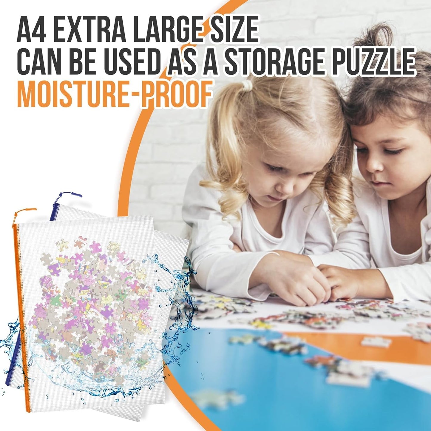 24pcs Mesh Zipper Pouch Bags Puzzle Storage Bags, A4 13x9 Inches Large Reusable Zipper Pouches for Classroom Organizing Board Game Home Organization