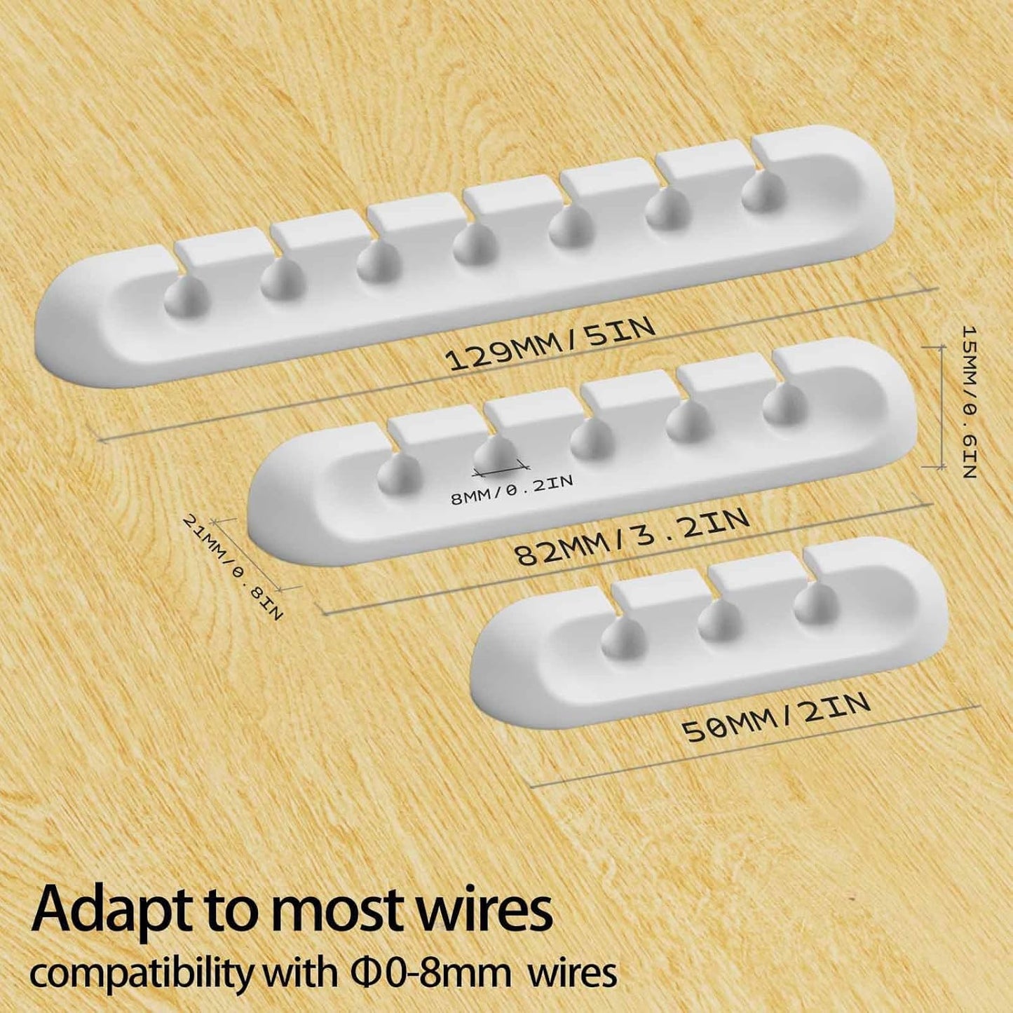 USB Cable Organizer Clips Cord Holder,10 Packs (3-5-7-Slots) White Self Adhesive Desk Cord Cable Management