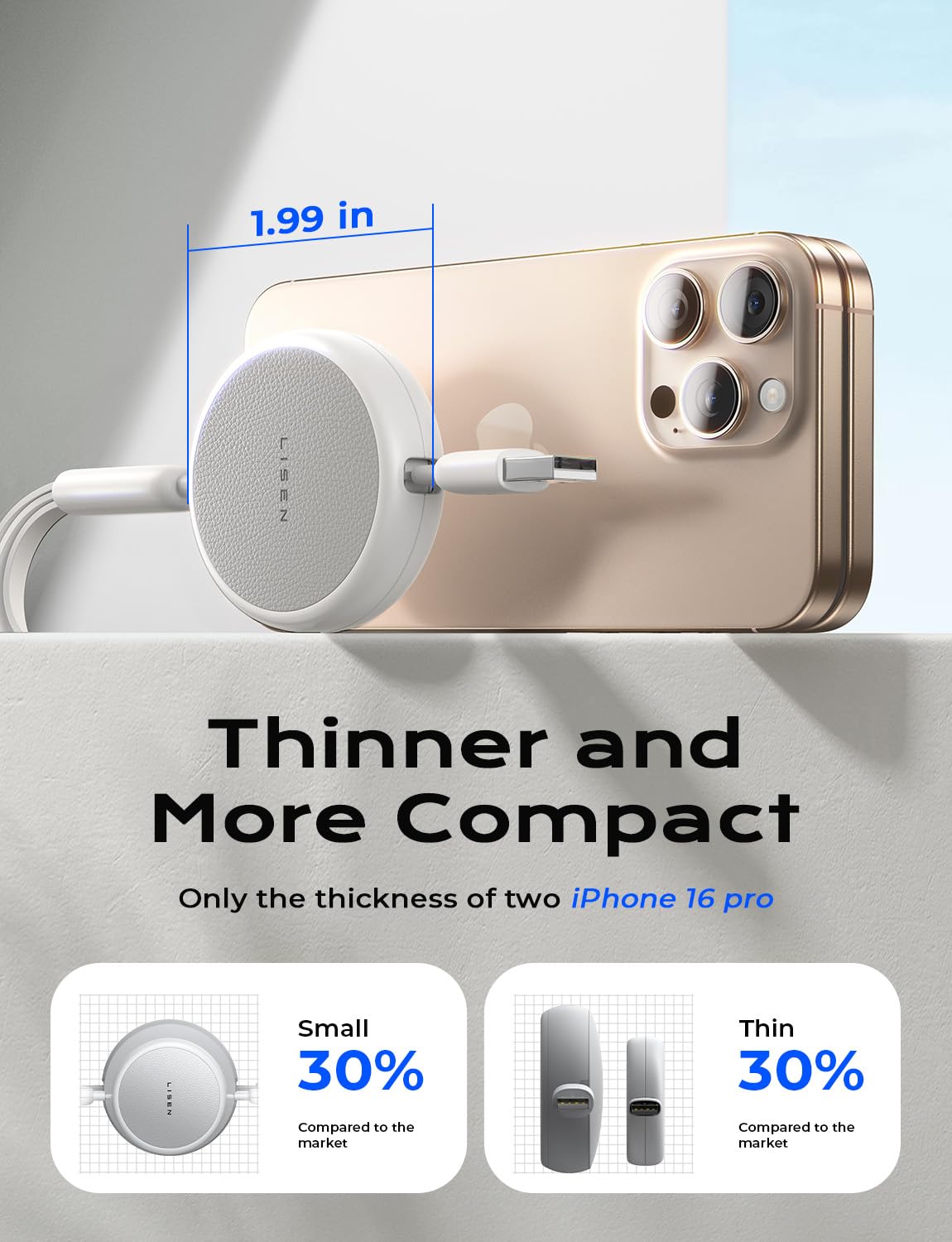 LISEN Multi Charging Cable, 3 in 1 Charging Cable, Retractable Car Charger with Type C/L/Micro USB Ports for iPhone 16 15 14 Pro Max/Samsung Galaxy S25/PS/Kindle, Multi Chargers for All Devices, White