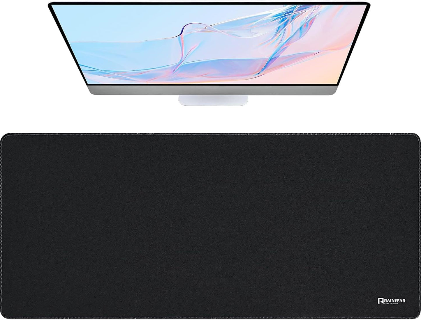 RAINYEAR Large Gaming Mouse Pad(35.4 x 15.7 Inch), Computer Mousepad with Anti-Slip Rubber Base, Smooth Large Keyboard Mouse Pad Mat for Gamer, Office, Home, Black