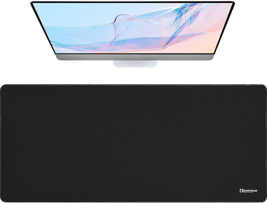 RAINYEAR Large Gaming Mouse Pad(35.4 x 15.7 Inch), Computer Mousepad with Anti-Slip Rubber Base, Smooth Large Keyboard Mouse Pad Mat for Gamer, Office, Home, Black