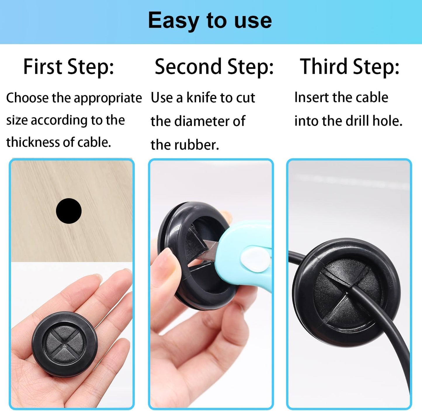 53PCS Rubber Grommets for Wiring, Rubber Grommet Kit in 6 Assorted Drill Hole Sizes 5/8" 13/16" 7/8" 1" 1-3/16" 1-1/2", Two-Sided Rubber Hole Plug for Protecting Wires