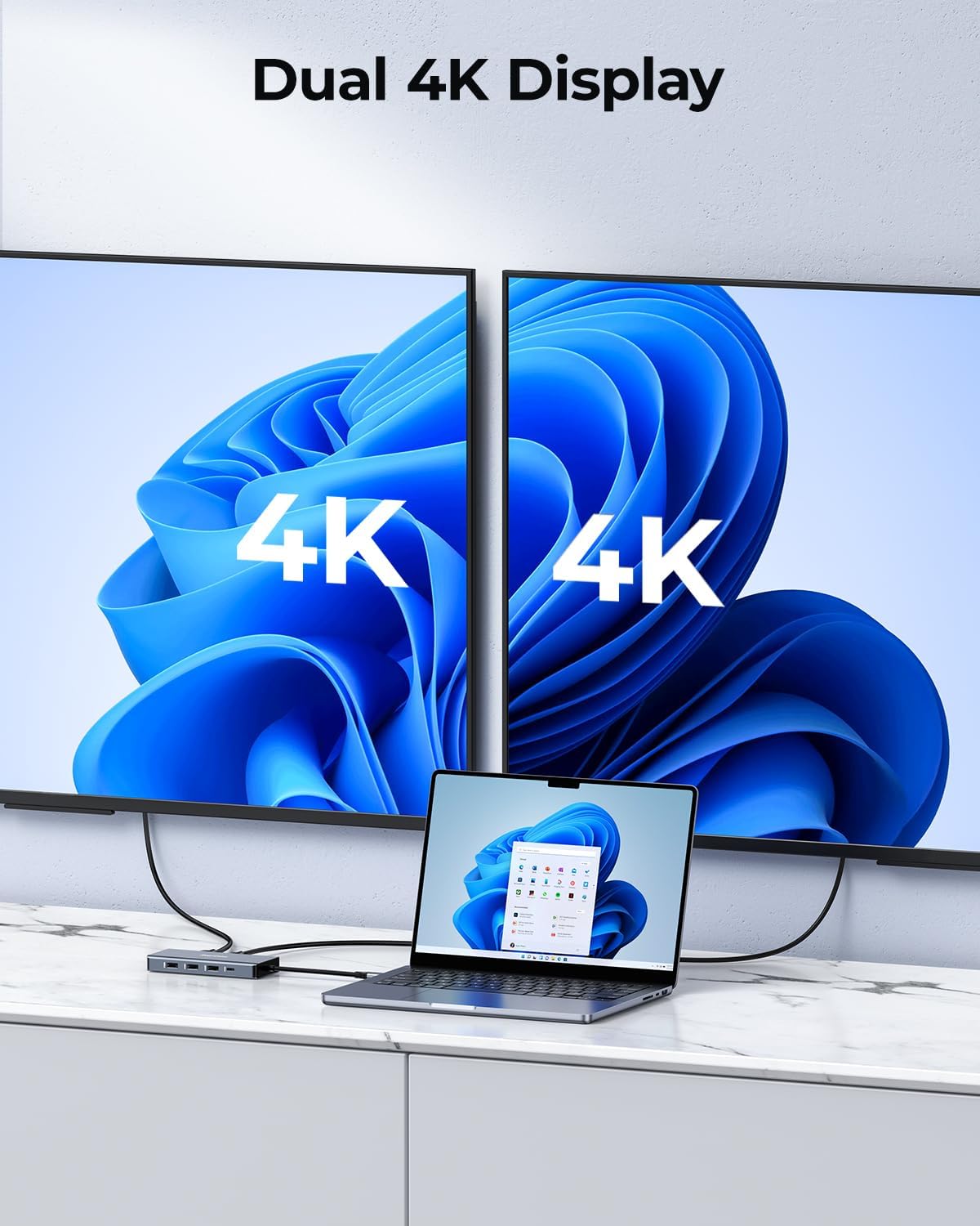 USB C Docking Station Dual Monitor Adapter, 8 in 1 Laptop Docking Station 3 Monitors Quadruple Display USB C Hub Dongle to 4K HDMI+DP+VGA