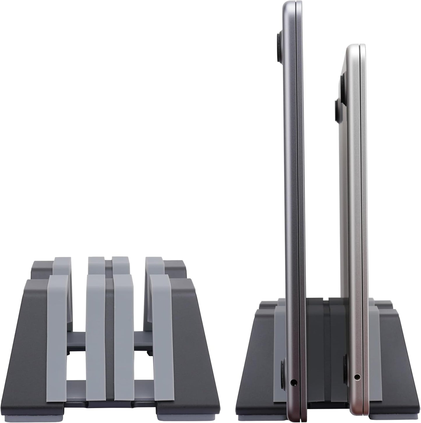 Adjustable Dual Vertical Laptop Stand - Supports 2 Devices Holder, Fit for All Laptops(10-30mm Thickness) - Fashion Design, Adjustable Width, Anti-Slip & Scratch-Resistant, Patented Design